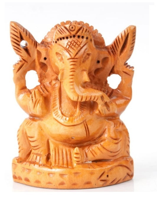 Wooden Sitting Ganesh Ji Handicrafted Showpiece