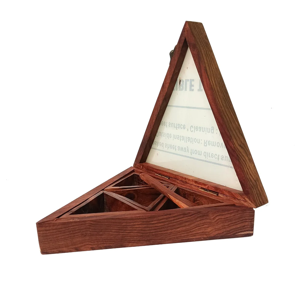Triangle Wooden Spice Box