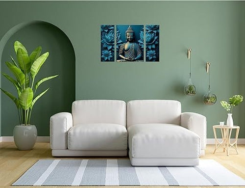Paintings Set of 3 Buddha 6MM MDF UV Textured Home Decorative Gift