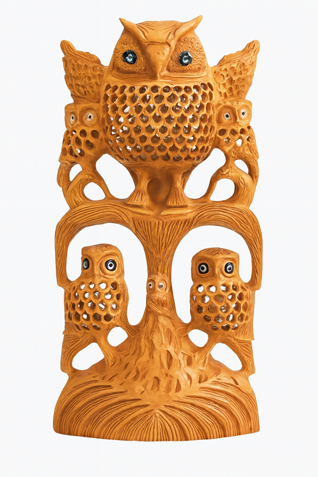 Wooden Owl Sculpture | Handcrafted Multi-Owl Design | Decorative Home