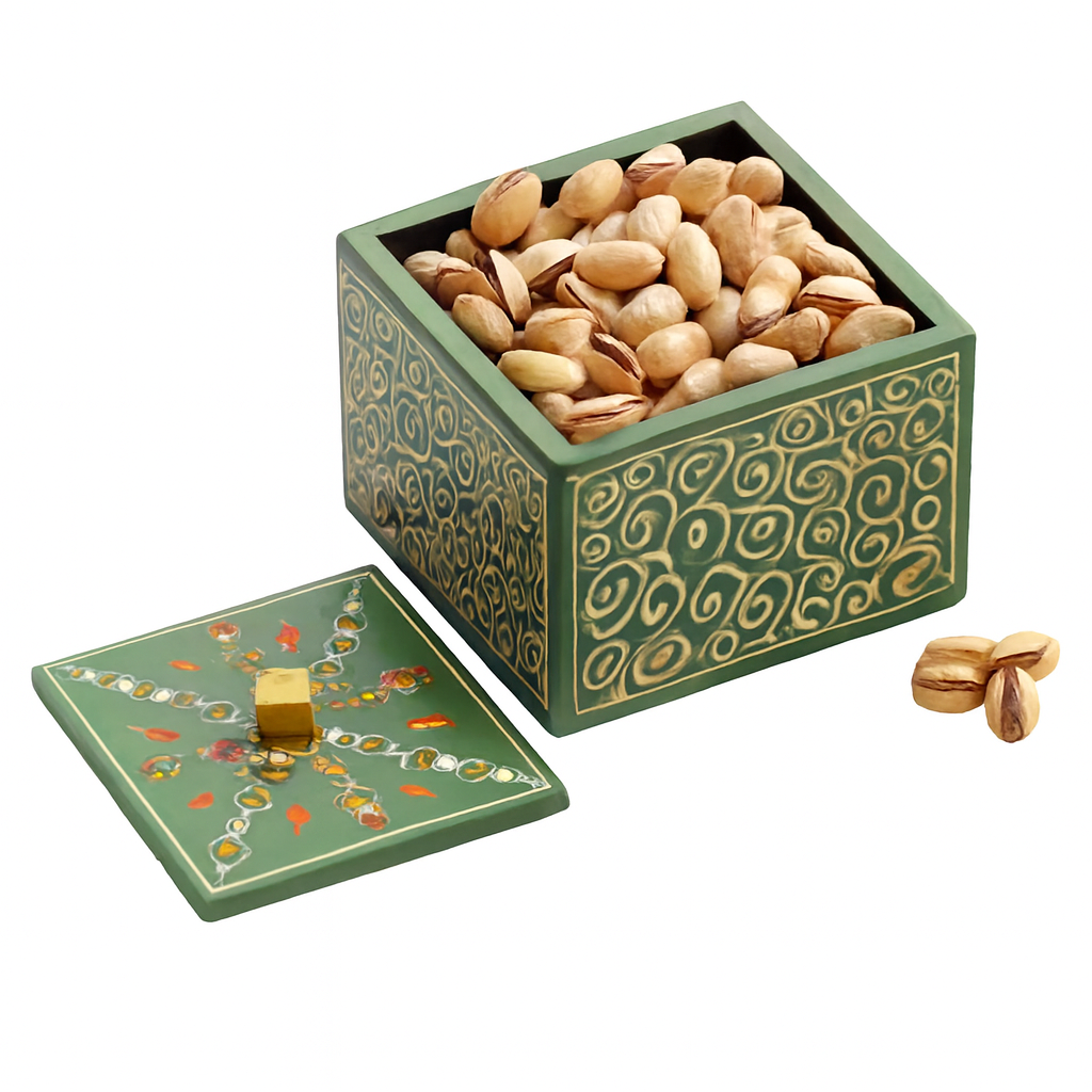 FOOZ Decorative Pistachio Gift Box | Handcrafted Green Container with