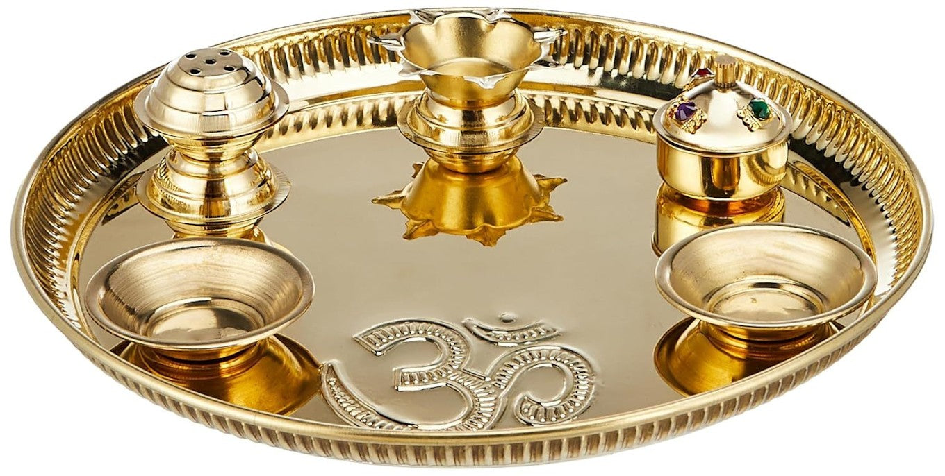 Brass Puja Thali with Accessories