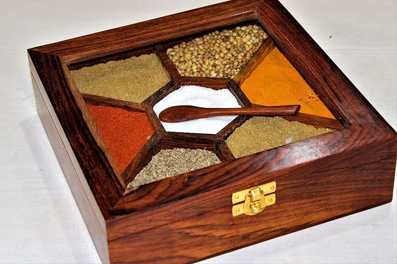Wooden Spice Box (GOLDEN LOCK)