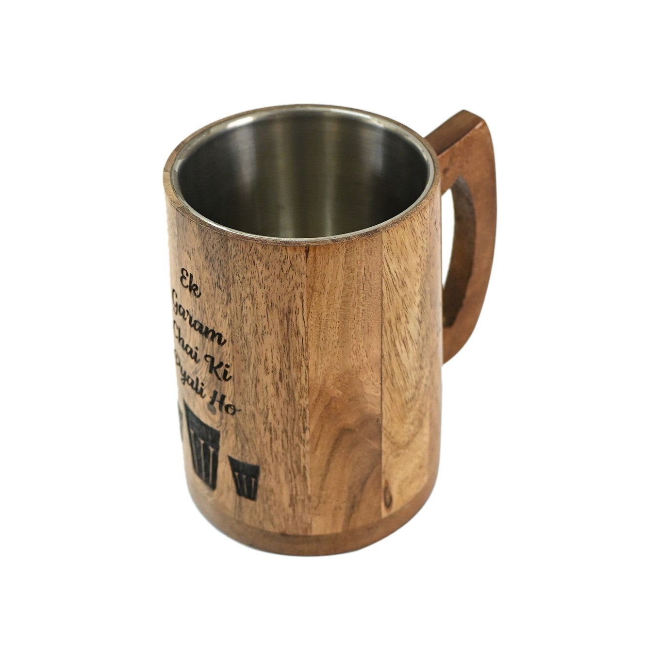 Engraved Wooden Mug with Steel Liner
