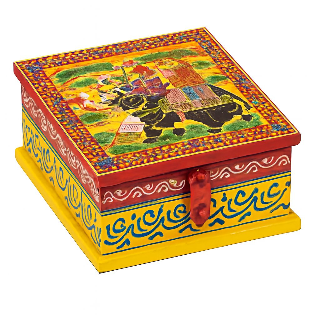 FOOZ Elephant Design Wooden Box | Handcrafted Decorative Storage |