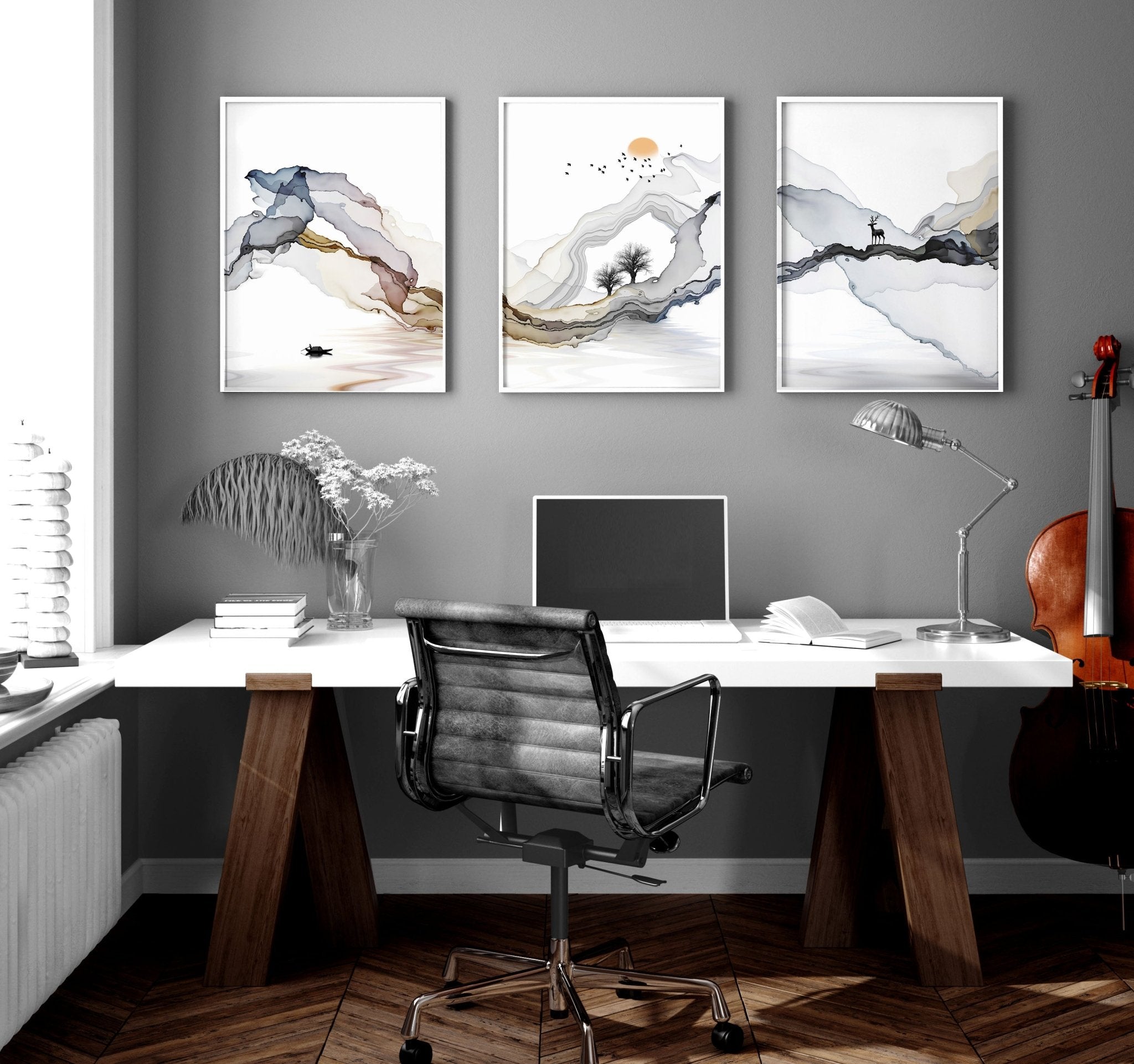 Home office wall decor | set of 3 framed wall art