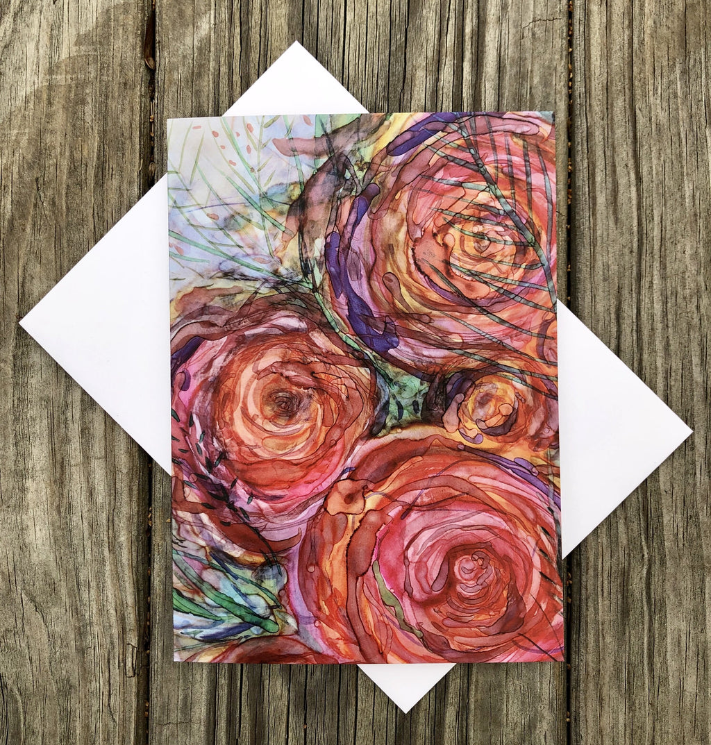 Pink Roses : Greeting Card