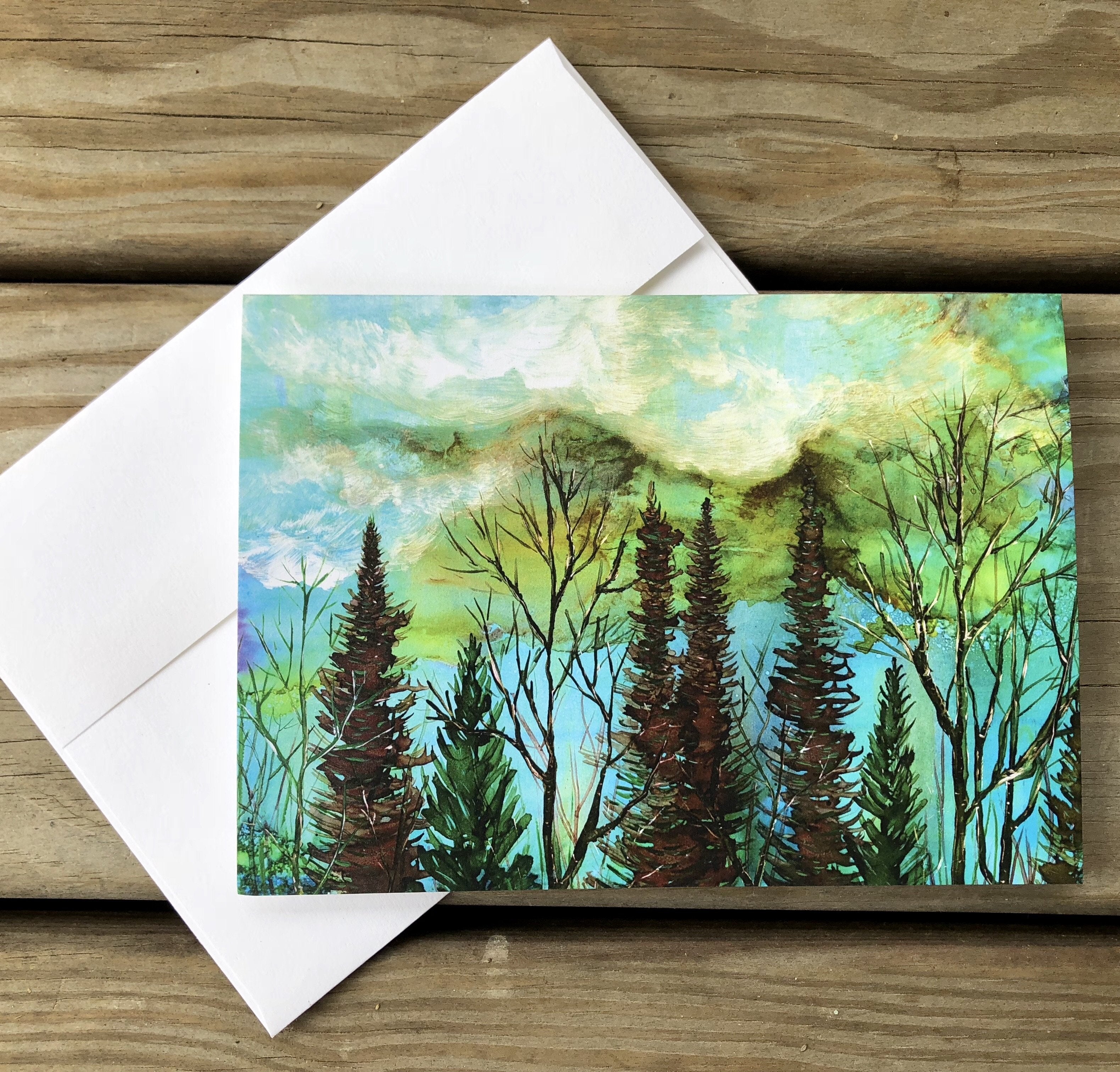 Green Sky Landscape : Greeting Card