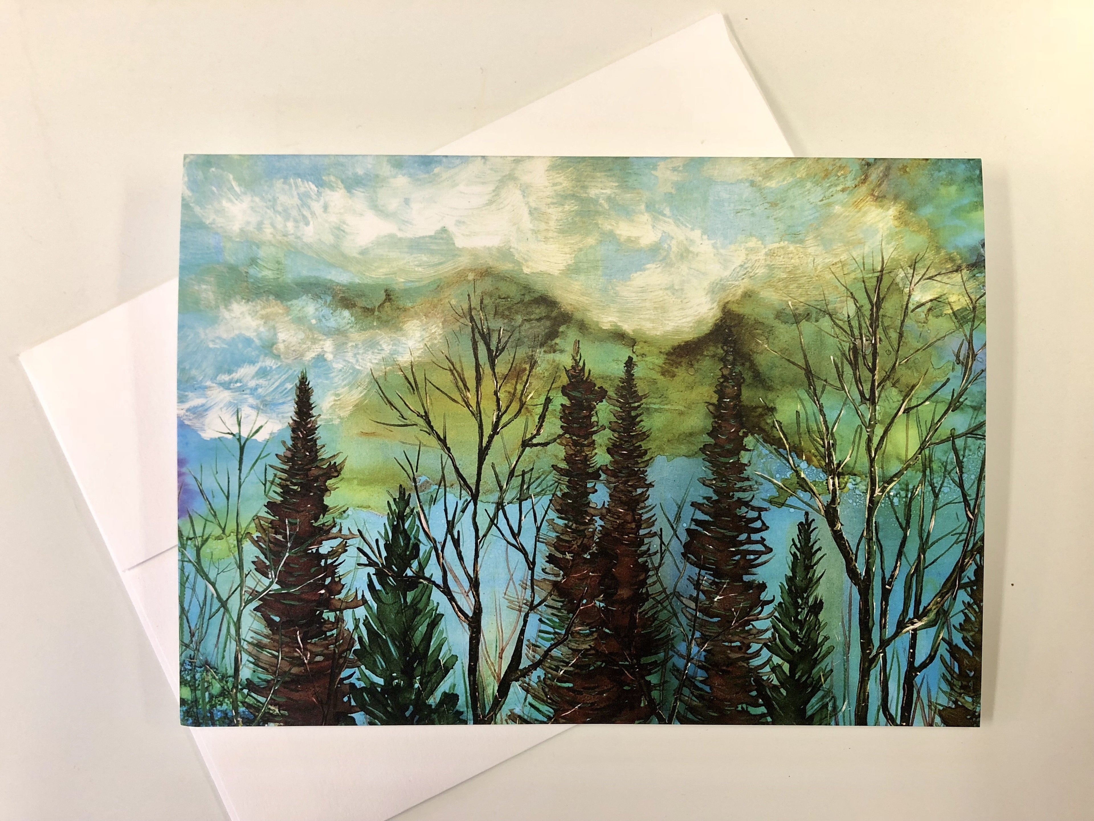 Green Sky Landscape : Greeting Card