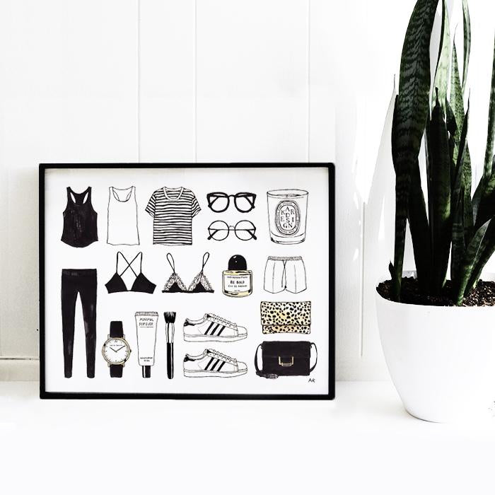 Minimal Items Leopard Clutch Art Print