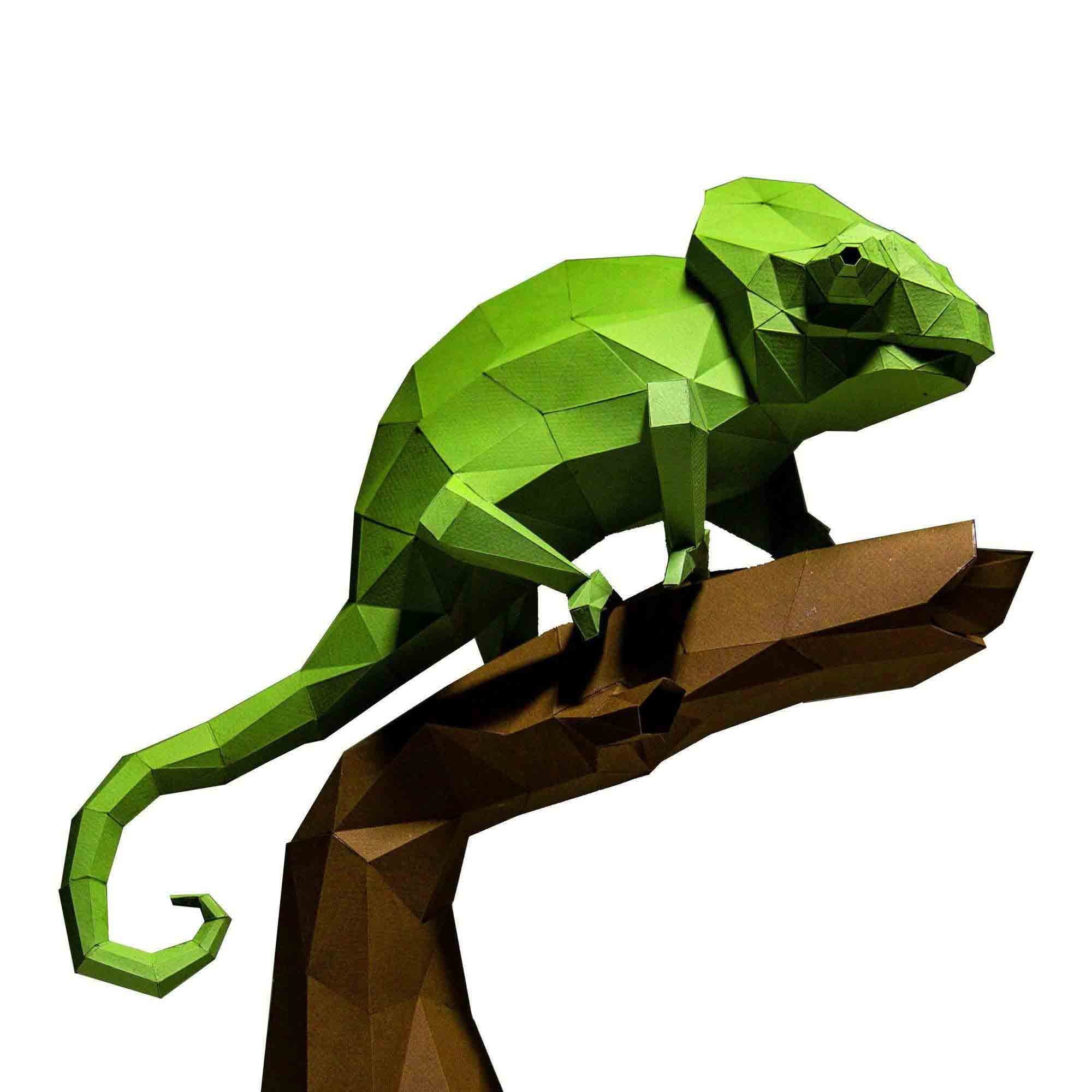 Chameleon 3D Model for Home Decor (DIY Papercraft)