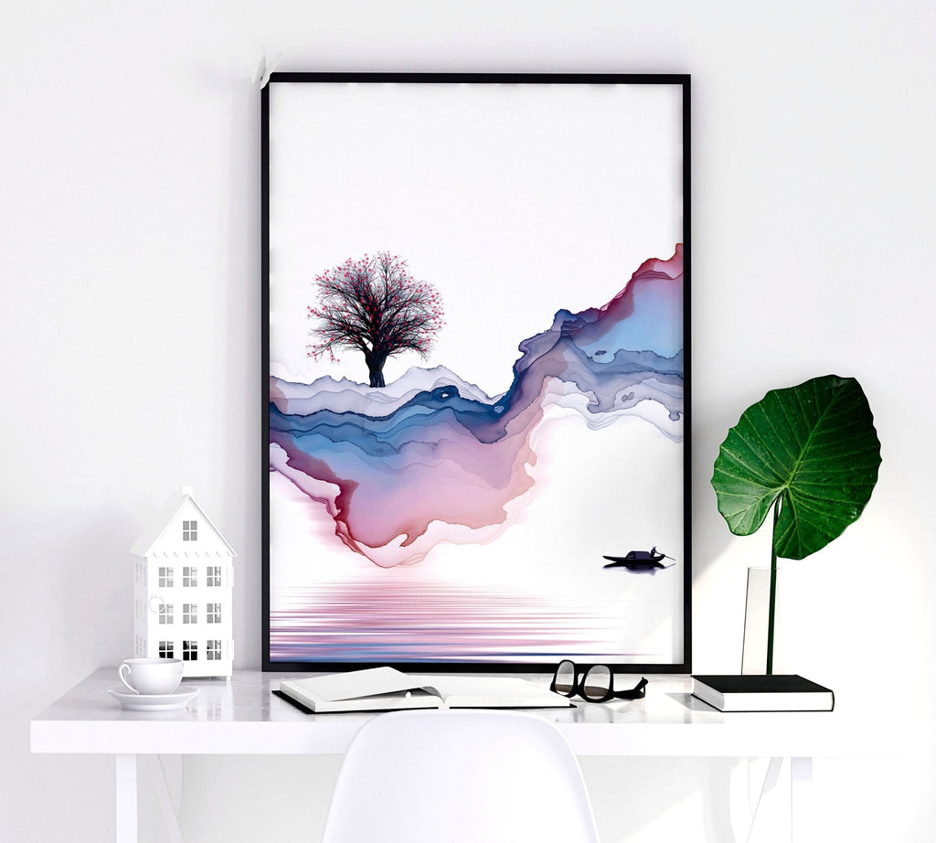 Japanese landscape paintings | set of 3 framed wall art