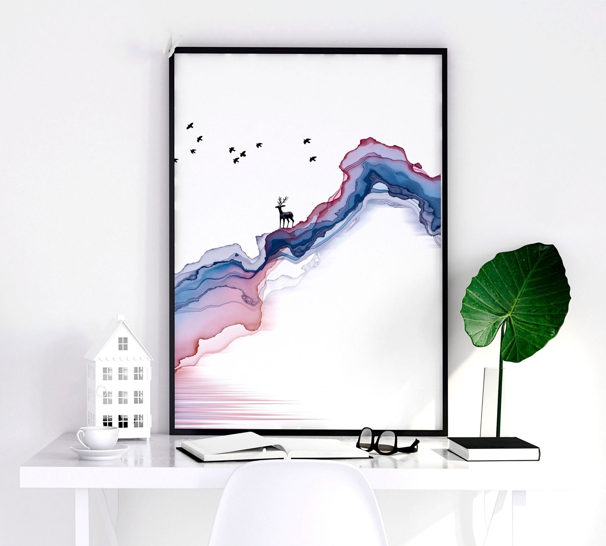Japanese landscape paintings | set of 3 framed wall art