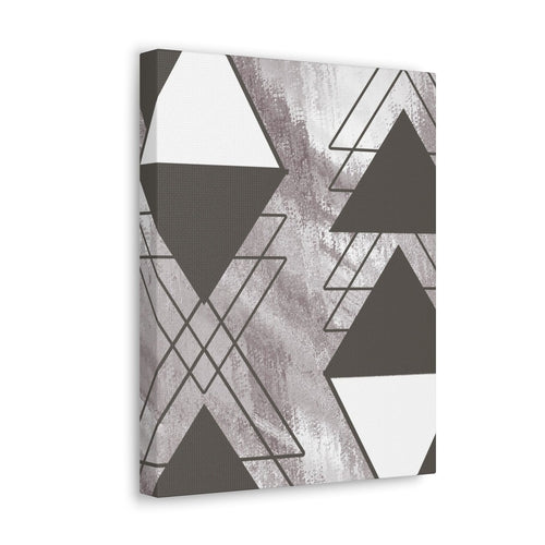 Wall Art Decor - Canvas Print Artwork - Ash Grey and White Triangular