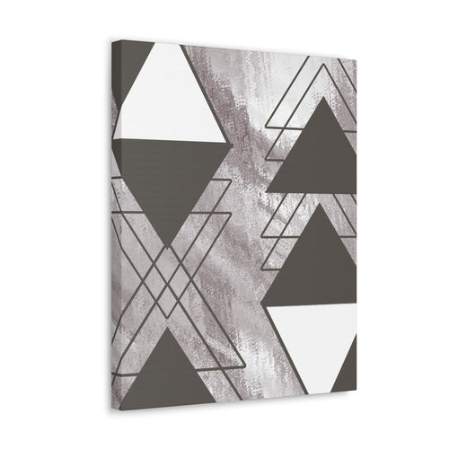 Wall Art Decor - Canvas Print Artwork - Ash Grey and White Triangular
