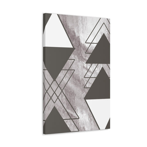 Wall Art Decor - Canvas Print Artwork - Ash Grey and White Triangular