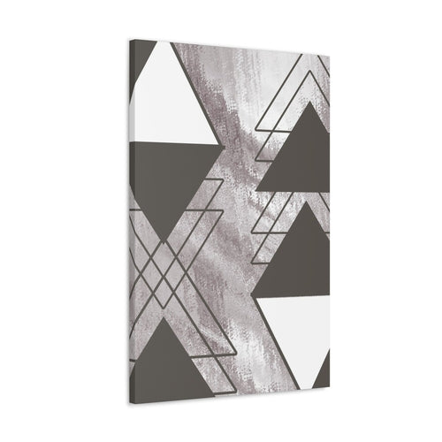 Wall Art Decor - Canvas Print Artwork - Ash Grey and White Triangular