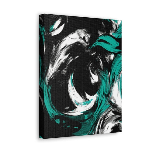 Wall Art Decor - Canvas Print Artwork - Black Green White Abstract