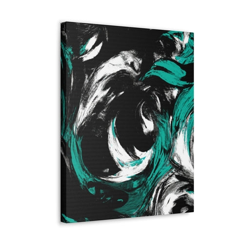 Wall Art Decor - Canvas Print Artwork - Black Green White Abstract