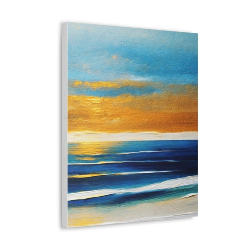 Wall Art Decor - Canvas Print Artwork - Blue Ocean Golden Sunset Print