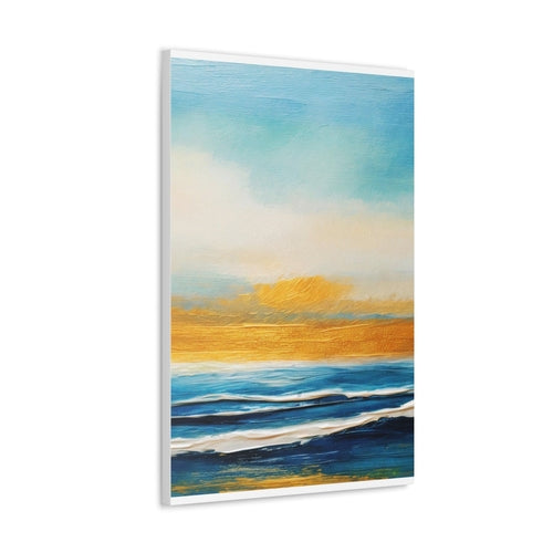 Wall Art Decor - Canvas Print Artwork - Blue Ocean Golden Sunset Print