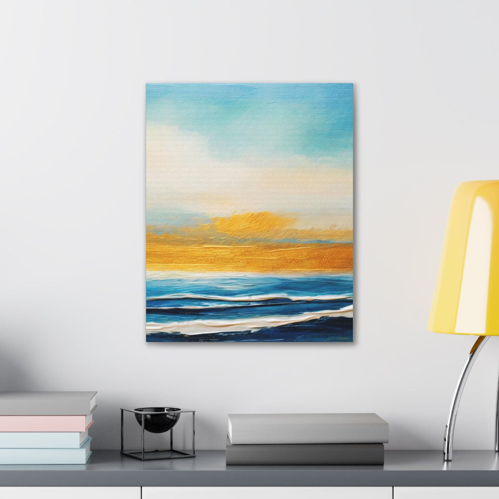 Wall Art Decor - Canvas Print Artwork - Blue Ocean Golden Sunset Print
