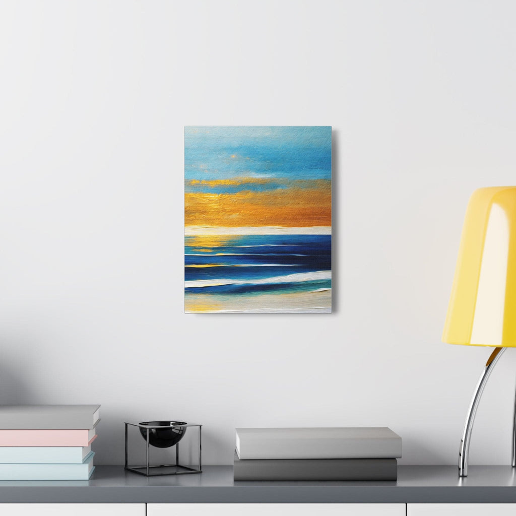 Wall Art Decor - Canvas Print Artwork - Blue Ocean Golden Sunset Print