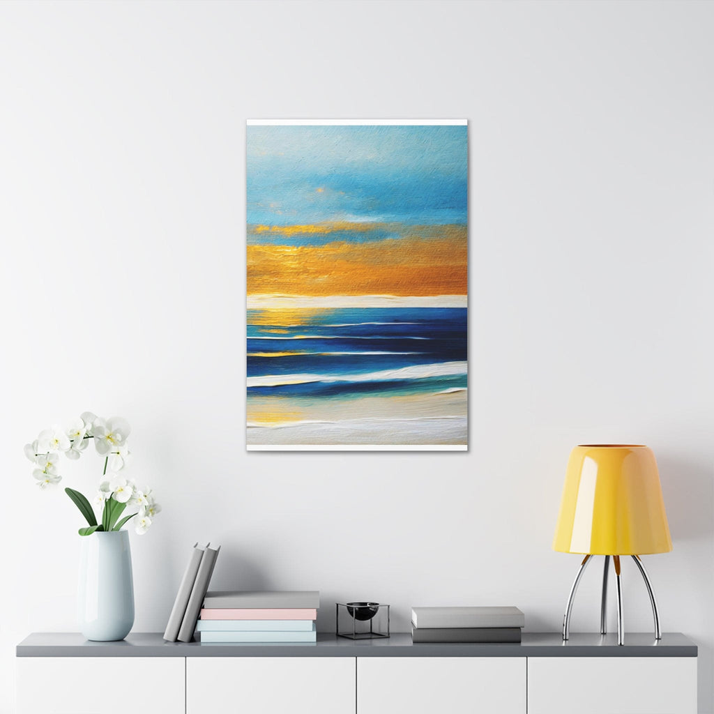 Wall Art Decor - Canvas Print Artwork - Blue Ocean Golden Sunset Print