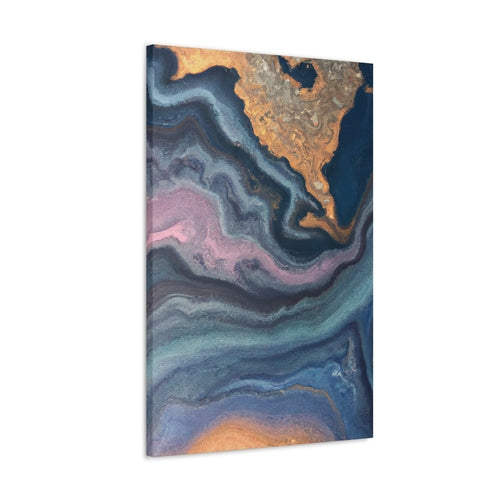 Wall Art Decor - Canvas Print Artwork - Blue Pink Gold Abstract Marble