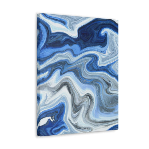 Wall Art Decor - Canvas Print Artwork - Blue White Grey Marble Pattern