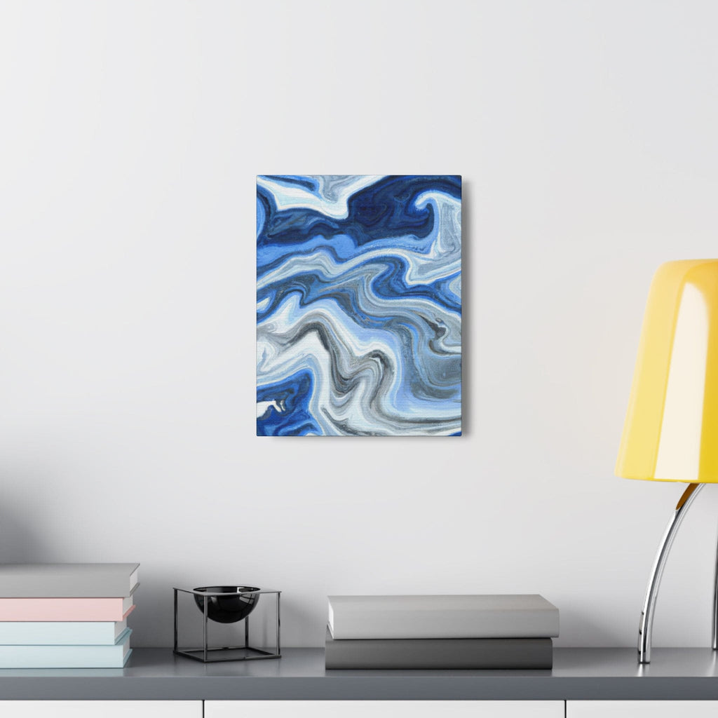 Wall Art Decor - Canvas Print Artwork - Blue White Grey Marble Pattern