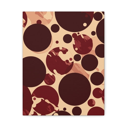 Wall Art Decor - Canvas Print Artwork - Burgundy and Beige Circular