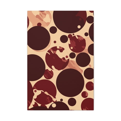 Wall Art Decor - Canvas Print Artwork - Burgundy and Beige Circular