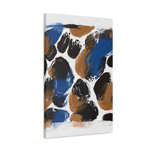 Wall Art Decor - Canvas Print Artwork - Dark Blue and Brown Spotted
