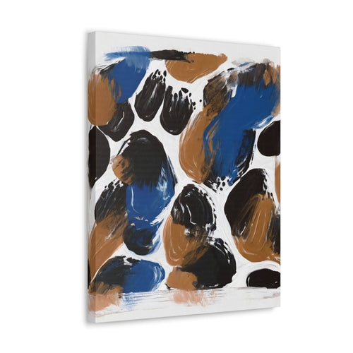 Wall Art Decor - Canvas Print Artwork - Dark Blue and Brown Spotted