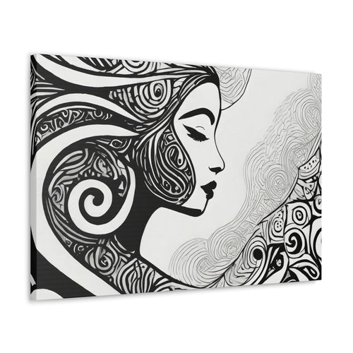 Wall Art Decor - Canvas Print Artwork - Female Black Line Art Print