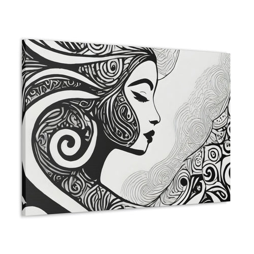 Wall Art Decor - Canvas Print Artwork - Female Black Line Art Print