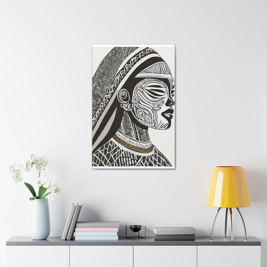 Wall Art Decor - Canvas Print Artwork - Female Black Line Art Print