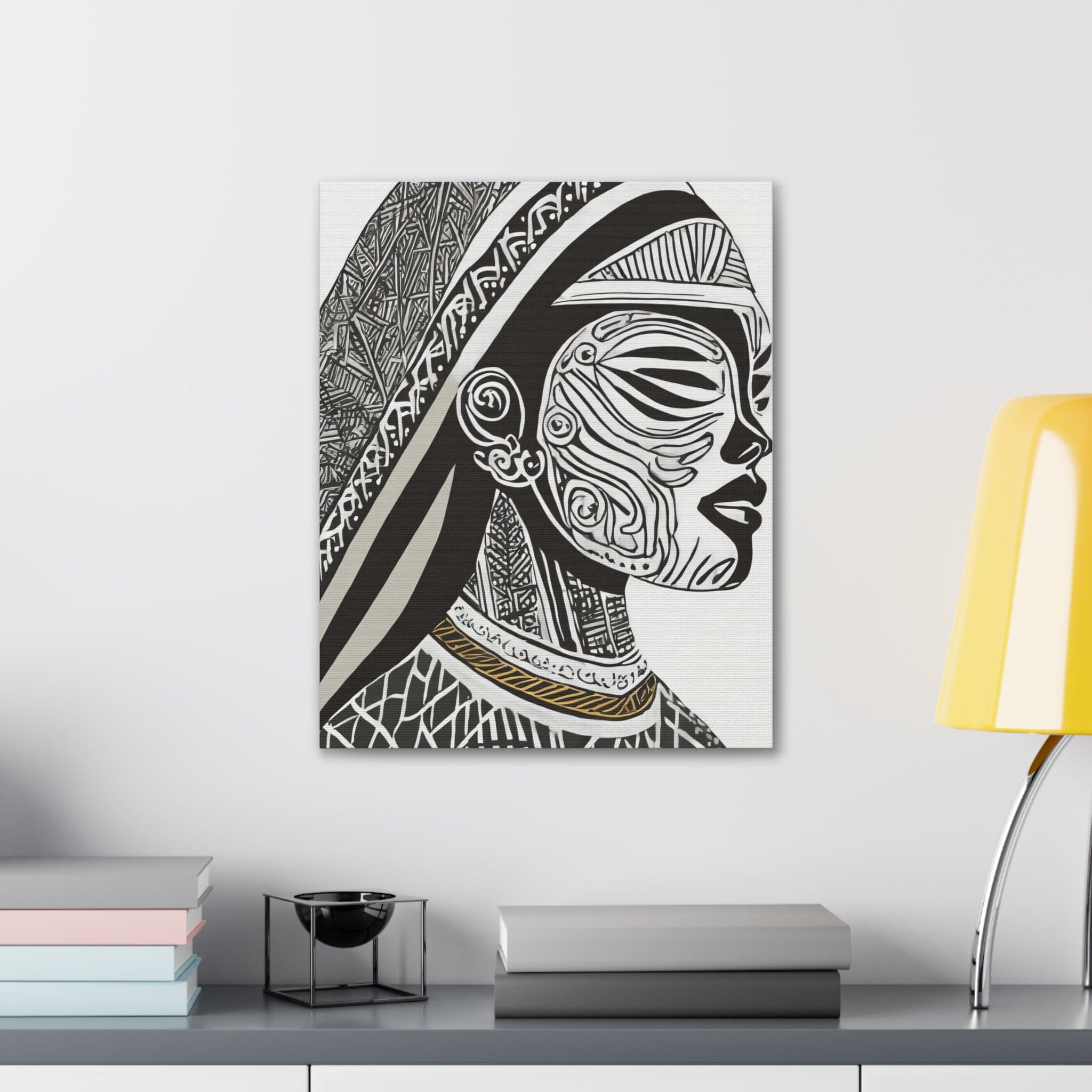 Wall Art Decor - Canvas Print Artwork - Female Black Line Art Print