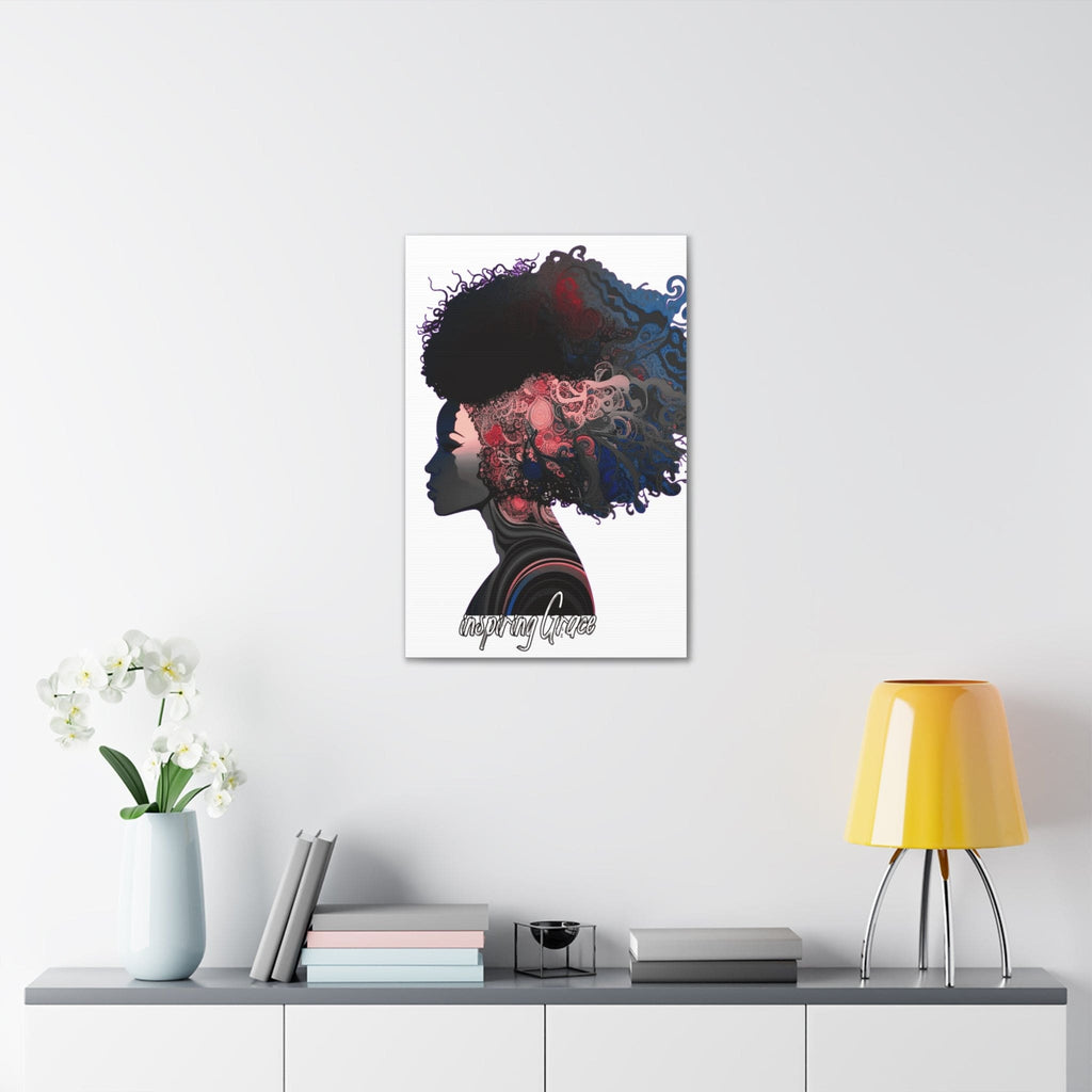 Wall Art Decor - Canvas Print Artwork - Female Warrior Clipart Blue