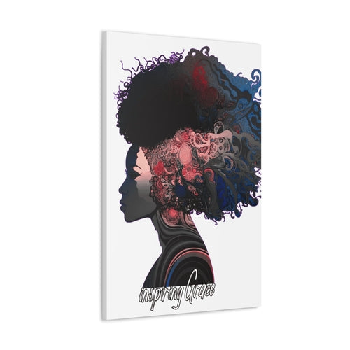 Wall Art Decor - Canvas Print Artwork - Female Warrior Clipart Blue