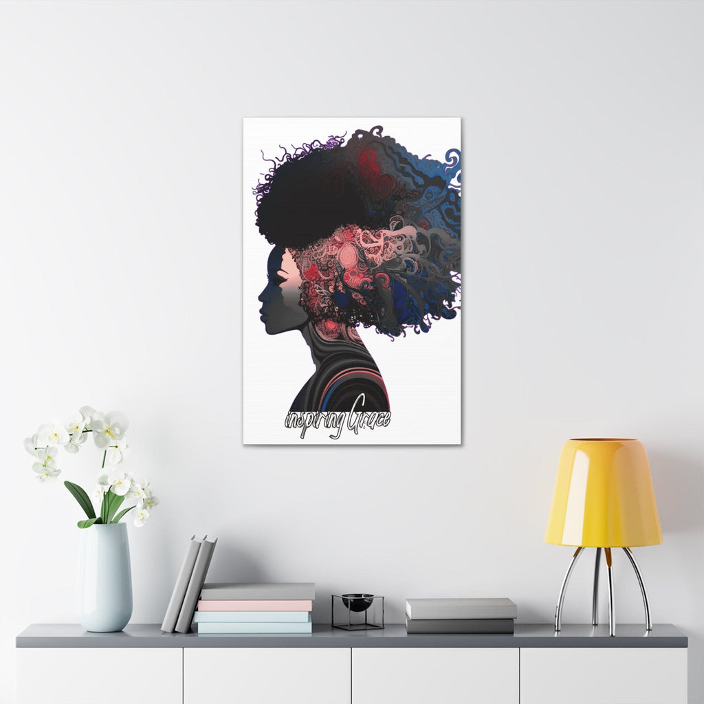 Wall Art Decor - Canvas Print Artwork - Female Warrior Clipart Blue