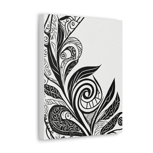 Wall Art Decor - Canvas Print Artwork - Floral Black Line Art Print