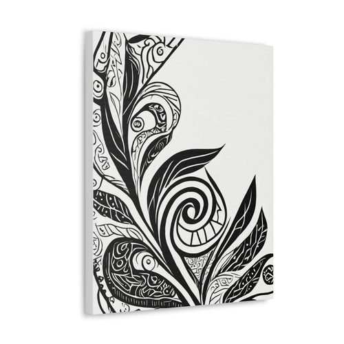 Wall Art Decor - Canvas Print Artwork - Floral Black Line Art Print