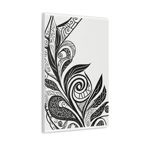 Wall Art Decor - Canvas Print Artwork - Floral Black Line Art Print