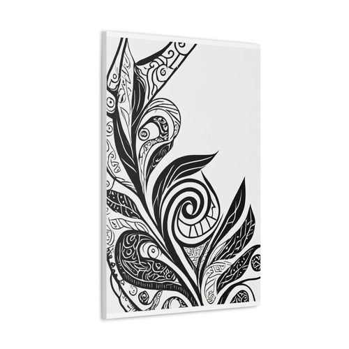 Wall Art Decor - Canvas Print Artwork - Floral Black Line Art Print