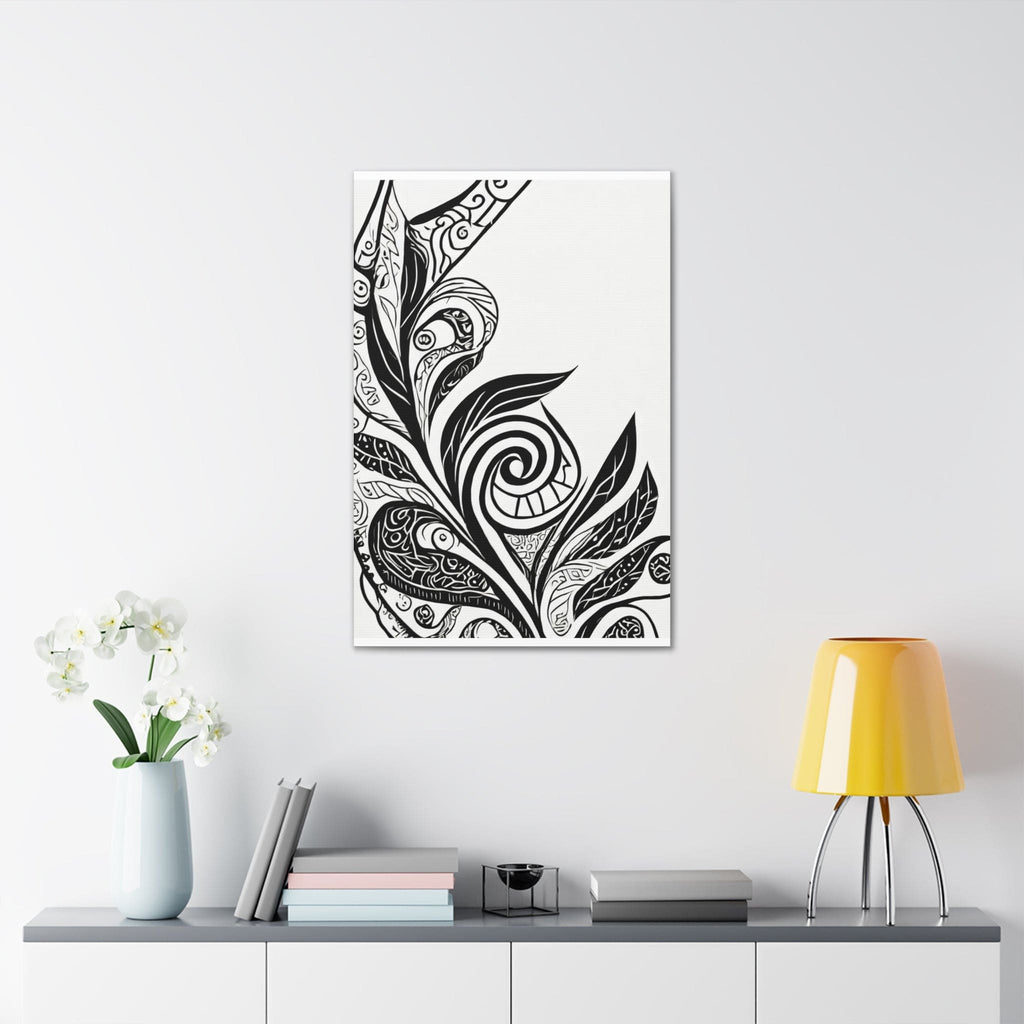 Wall Art Decor - Canvas Print Artwork - Floral Black Line Art Print