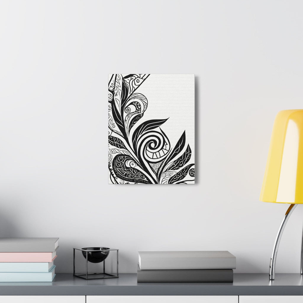 Wall Art Decor - Canvas Print Artwork - Floral Black Line Art Print