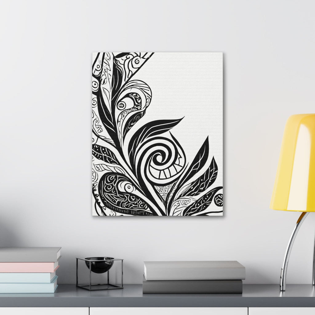 Wall Art Decor - Canvas Print Artwork - Floral Black Line Art Print