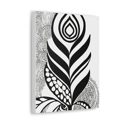 Wall Art Decor - Canvas Print Artwork - Floral Black Line Art Print
